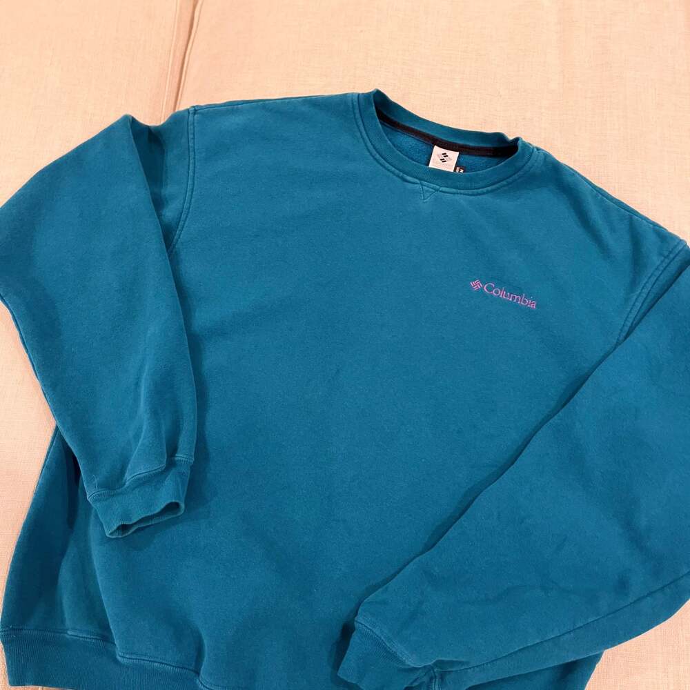 Vintage 90s Columbia Sportswear Crewneck Sweatshirt Teal RARE Made in USA